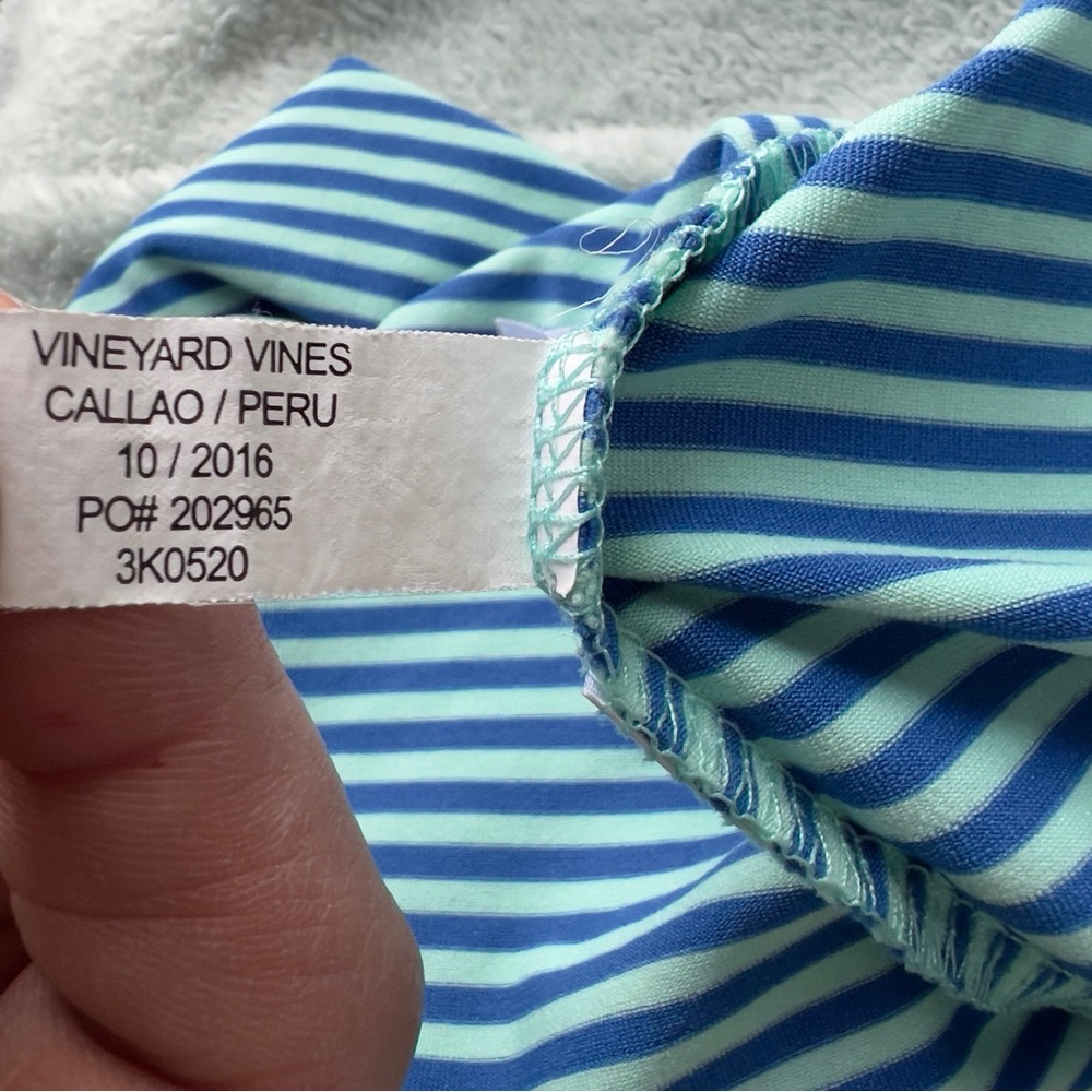 Vineyard Vines Blue Polo Shirt with Subtle Stripes - Picture 8 of 8